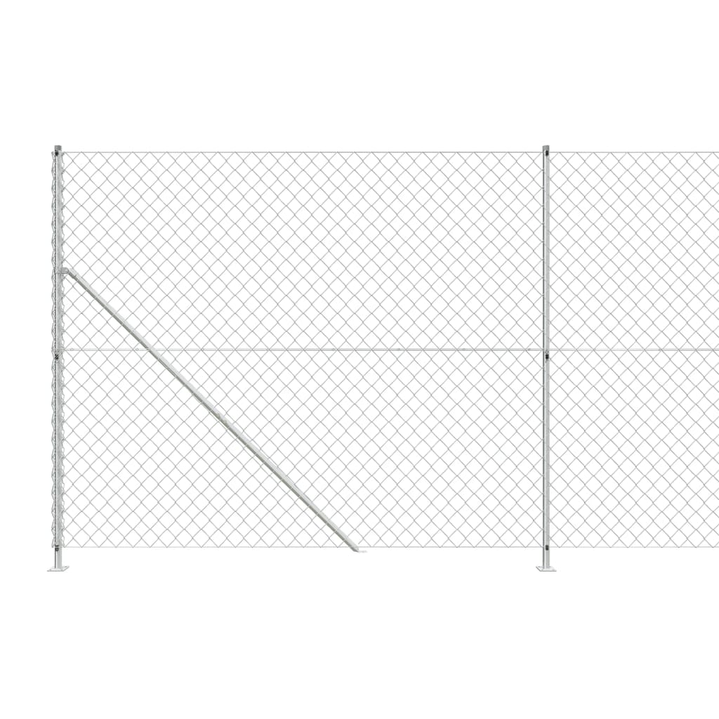 vidaXL Ogrodzenie z siatki, ze stopami słupków, srebrne, 2,2x10 m