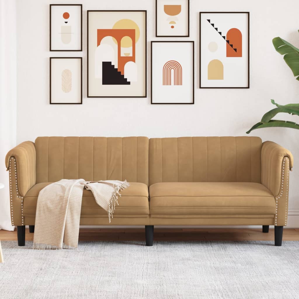 vidaXL Sofa 3-osobowa, brązowa, tapicerowana aksamitem