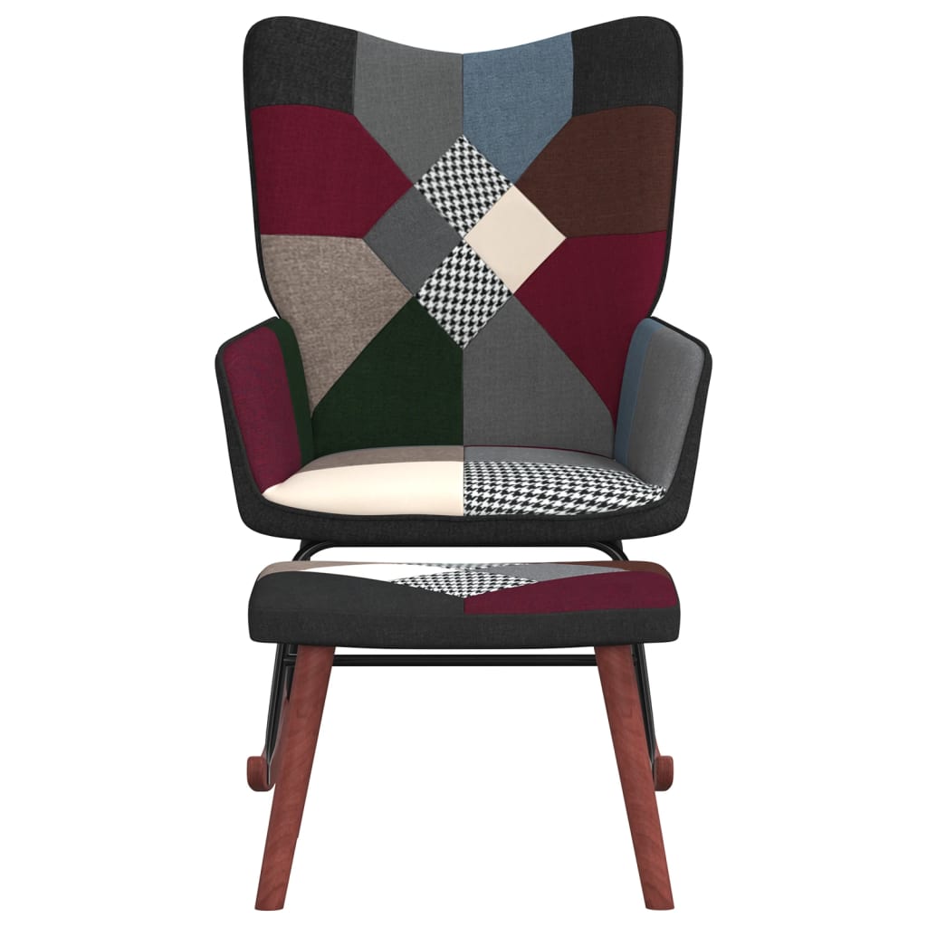 vidaXL Fotel bujany z podnóżkiem, patchworkowy, obity tkaniną