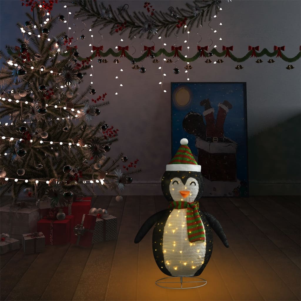 vidaXL Dekoracja świąteczna, pingwin z LED, luksusowa tkanina, 60 cm