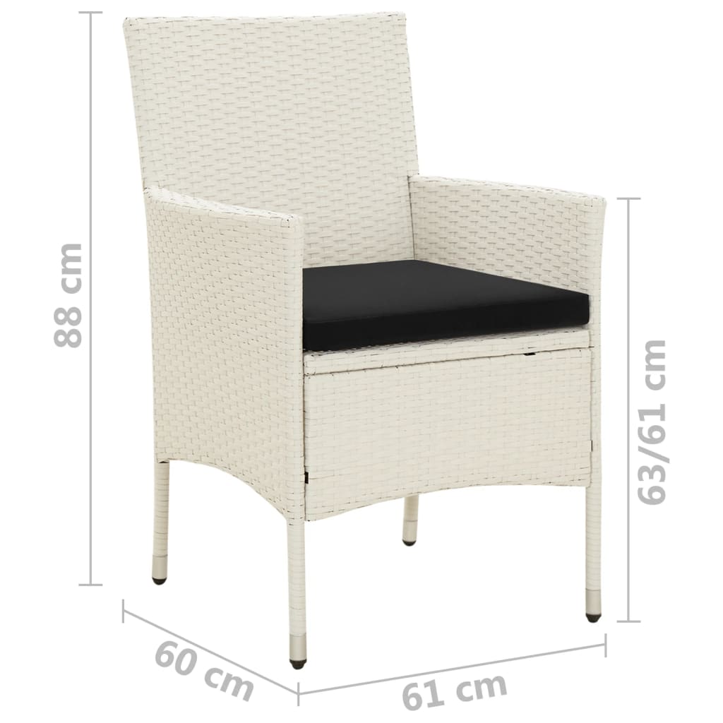 vidaXL Krzesła ogrodowe z poduszkami, 2 szt., polirattan, białe