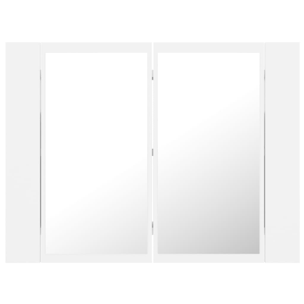 vidaXL Szafka łazienkowa z lustrem i LED, biała, 60x12x45 cm, akryl