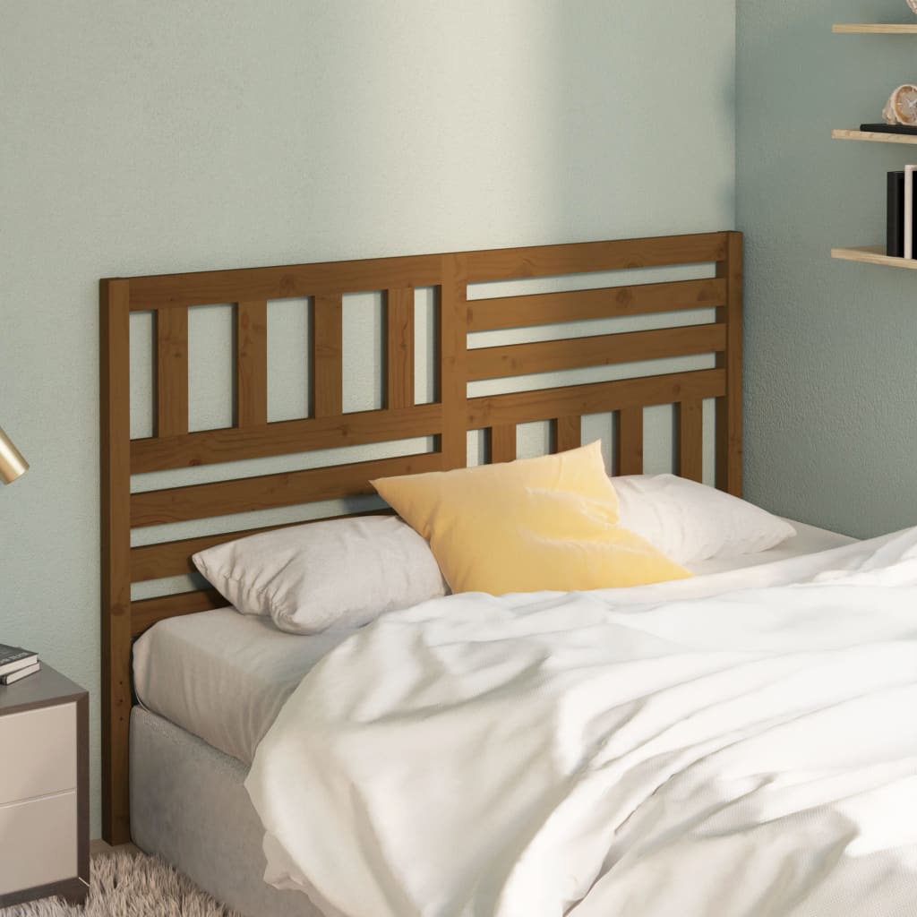 vidaXL Wezgłowie łóżka, brązowe, 141x4x100 cm, lite drewno sosnowe