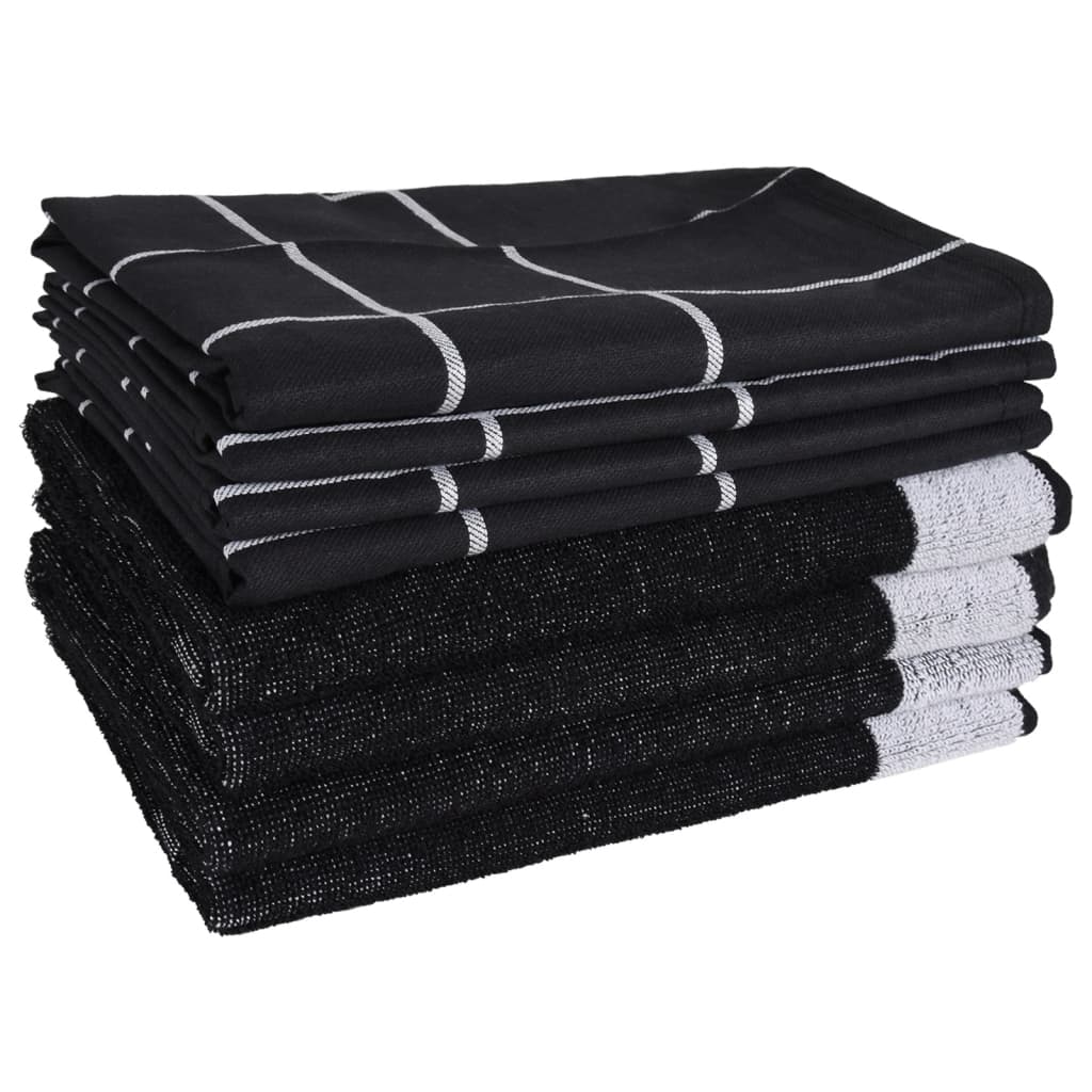 vidaXL Zestaw 12 ręczników, czarny, bawełna