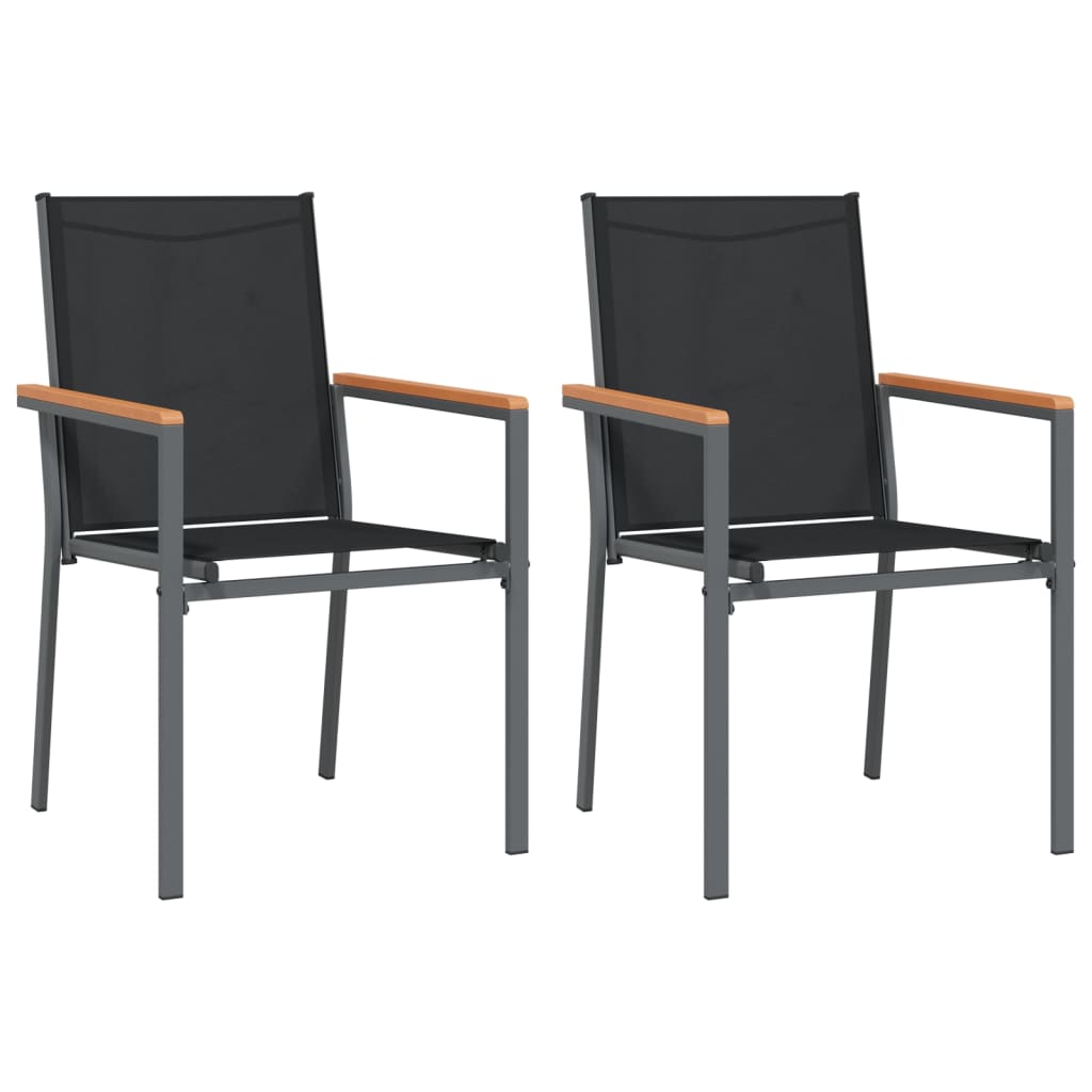 vidaXL Krzesła ogrodowe, 2 szt, czarne, 55x61,5x90cm, Textilene i stal