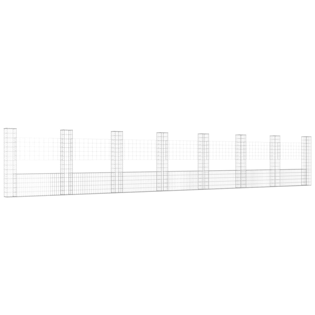 vidaXL Ogrodzenie gabionowe z 8 słupkami, żelazo, 860x20x150 cm