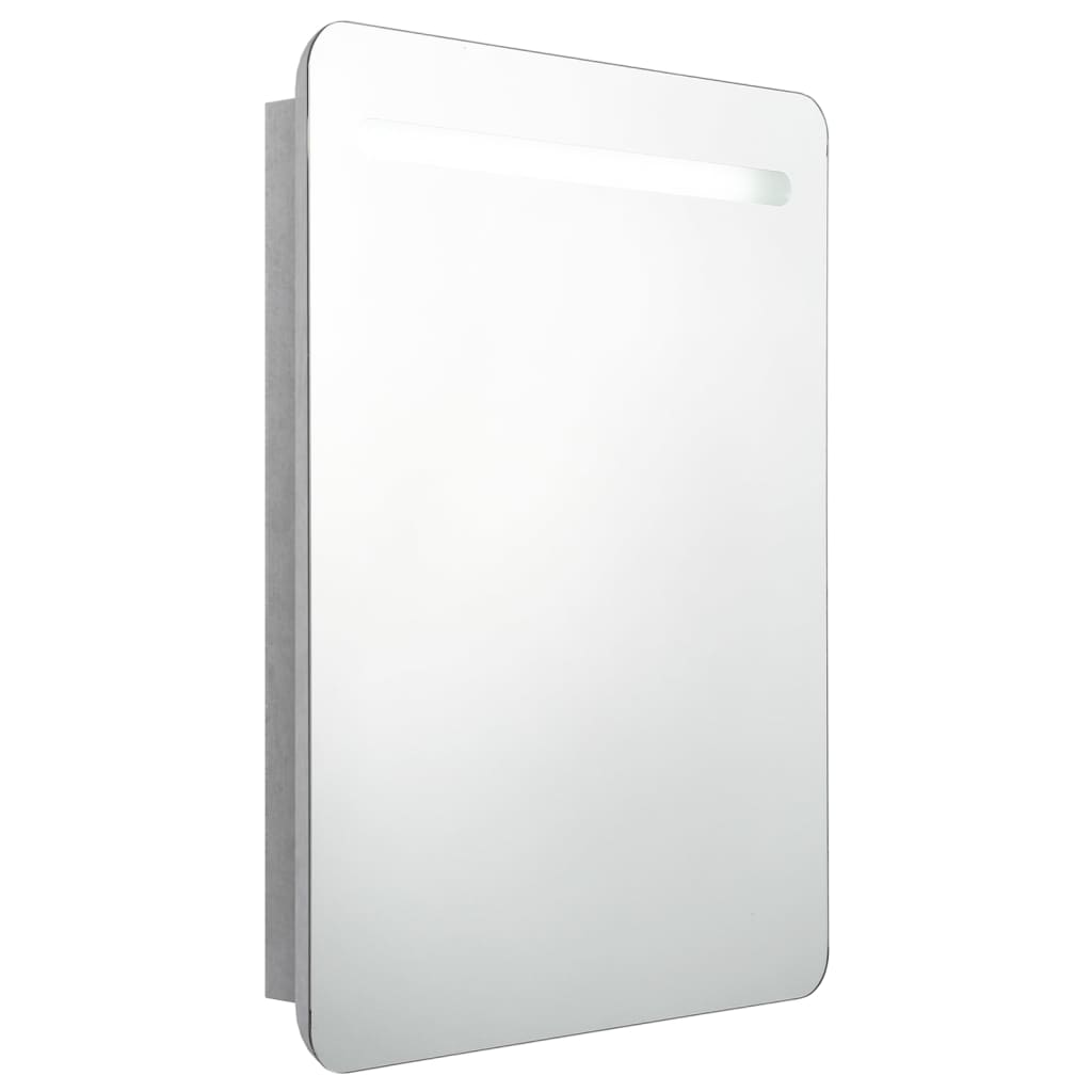 vidaXL Szafka łazienkowa z lustrem i LED, szarość betonu, 60x11x80 cm