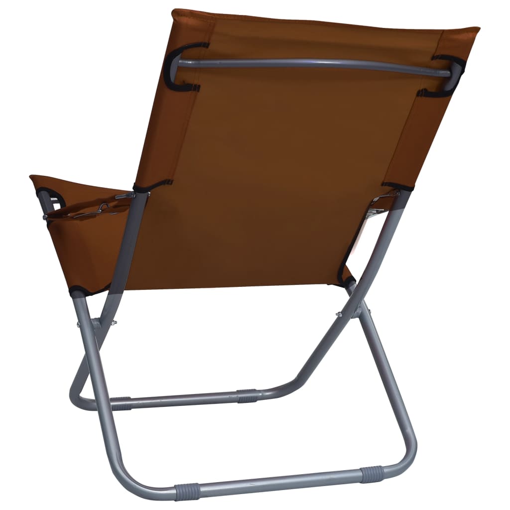 vidaXL Składane krzesła plażowe, 2 szt., tkanina, brązowe