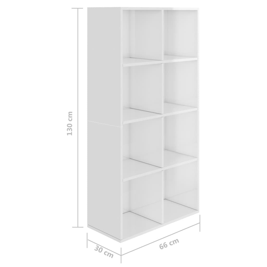 vidaXL Regał na książki/szafka, wysoki połysk, biały, 66x30x130 cm