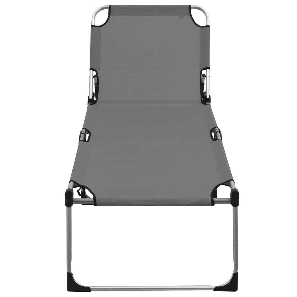 vidaXL Wysoki leżak dla seniora, składany, szary, aluminiowy