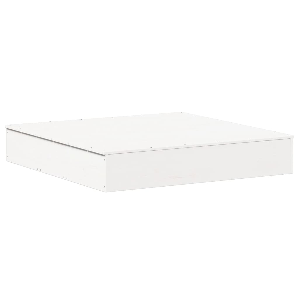 vidaXL Piaskownica z pokrywą, biała, 111x111x19,5 cm, drewno sosnowe