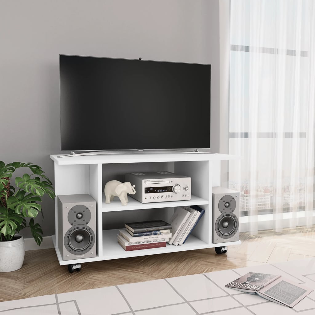 vidaXL Szafka pod TV, biała, 80x40x45 cm, materiał drewnopochodny