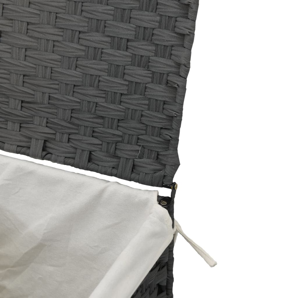 vidaXL Kosz na pranie z pokrywą, szary, 46x33x60 cm, polirattan