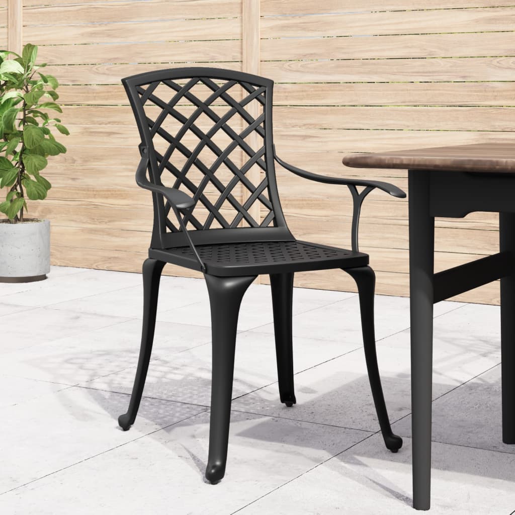 vidaXL Krzesła ogrodowe, 6 szt., odlewane aluminium, czarne