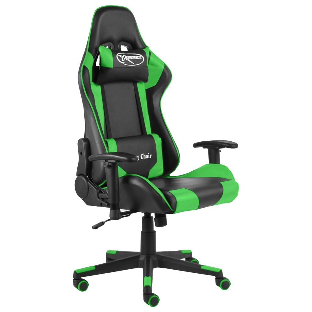 vidaXL Obrotowy fotel gamingowy, zielony, PVC