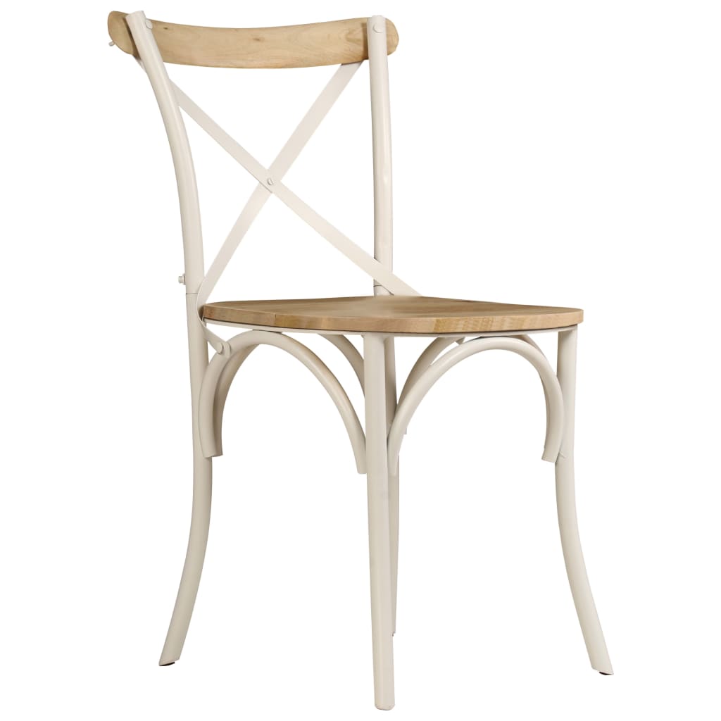 vidaXL Krzesła stołowe, krzyżowe, 2 szt., białe, lite drewno mango