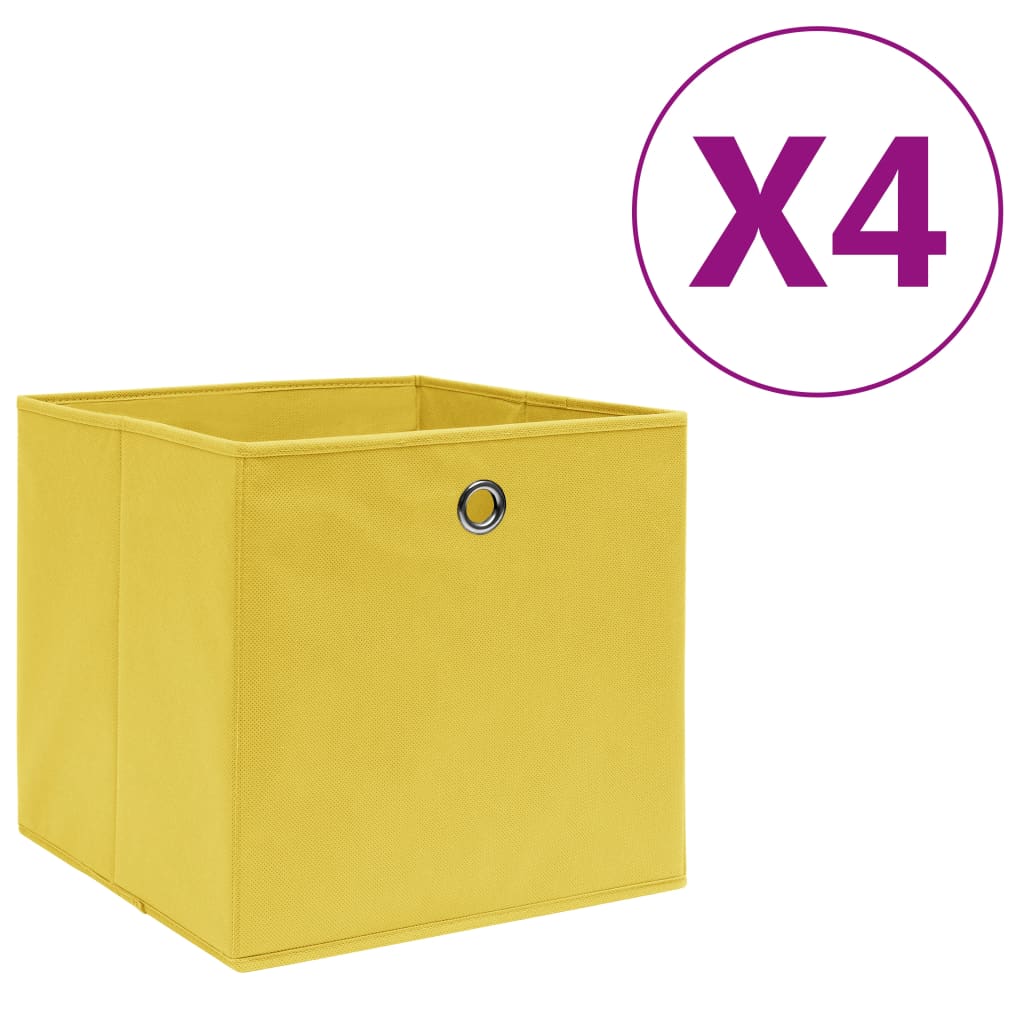 vidaXL Pudełka z włókniny, 4 szt. 28x28x28 cm, żółte