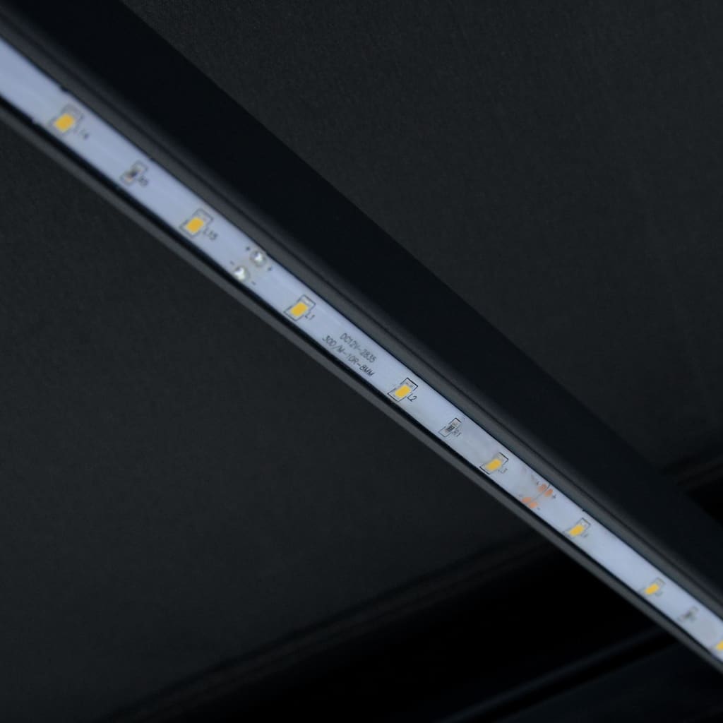 vidaXL Ręcznie zwijana markiza z LED, 450 x 300 cm, antracytowa