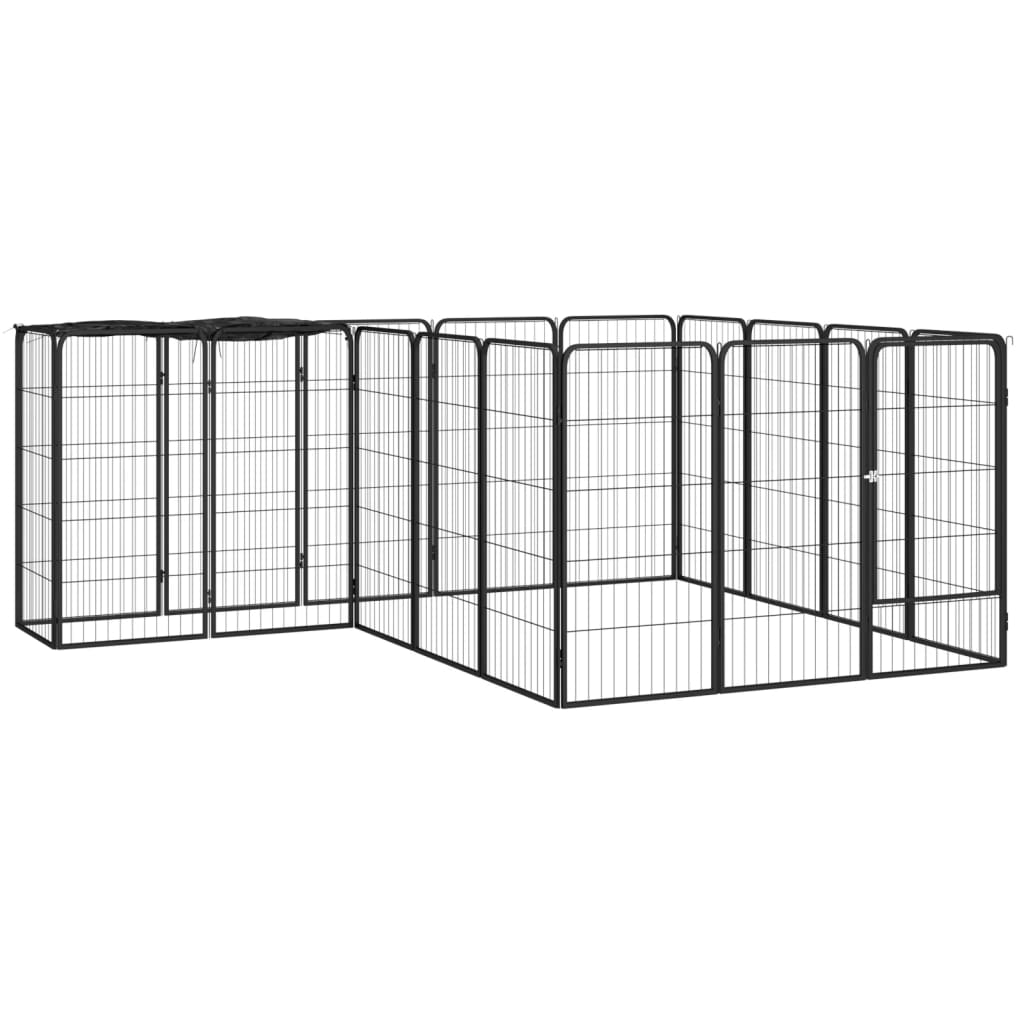 vidaXL Kojec dla psa, 18 paneli, czarny, 50x100 cm, stal