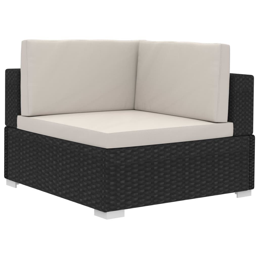vidaXL 3-częściowa sofa ogrodowa z poduszkami, rattan PE, czarny