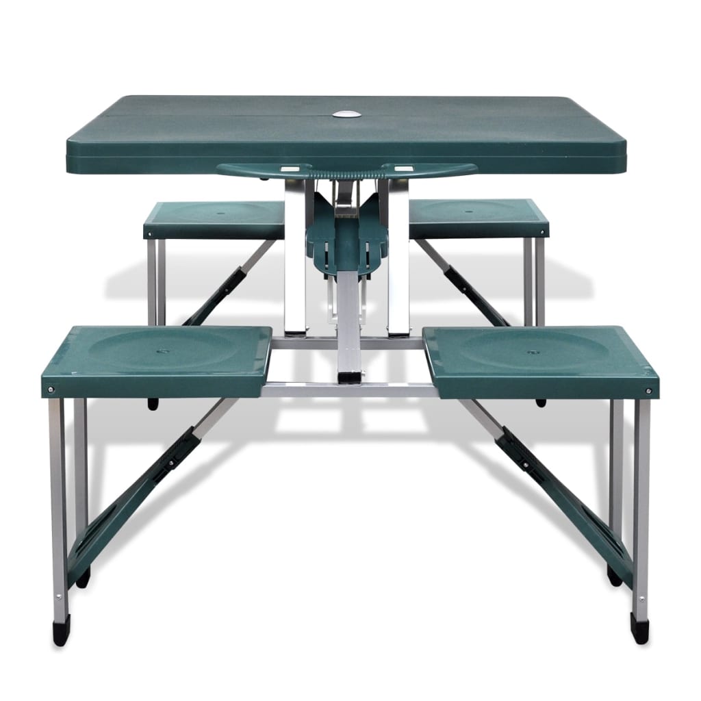 Zestaw kempingowy stół+krzesła aluminium kolor zielony