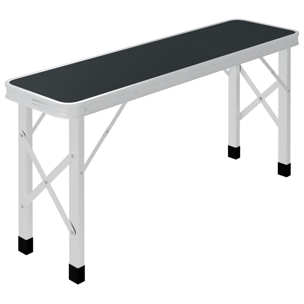 vidaXL Składany stolik turystyczny z 2 ławkami, aluminium, szary