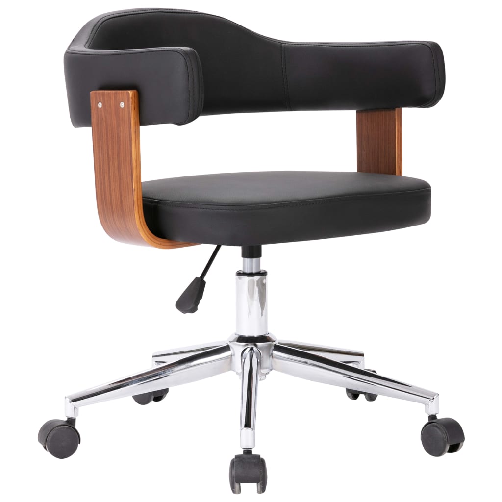 vidaXL Obrotowe krzesło stołowe, czarne, gięte drewno i sztuczna skóra