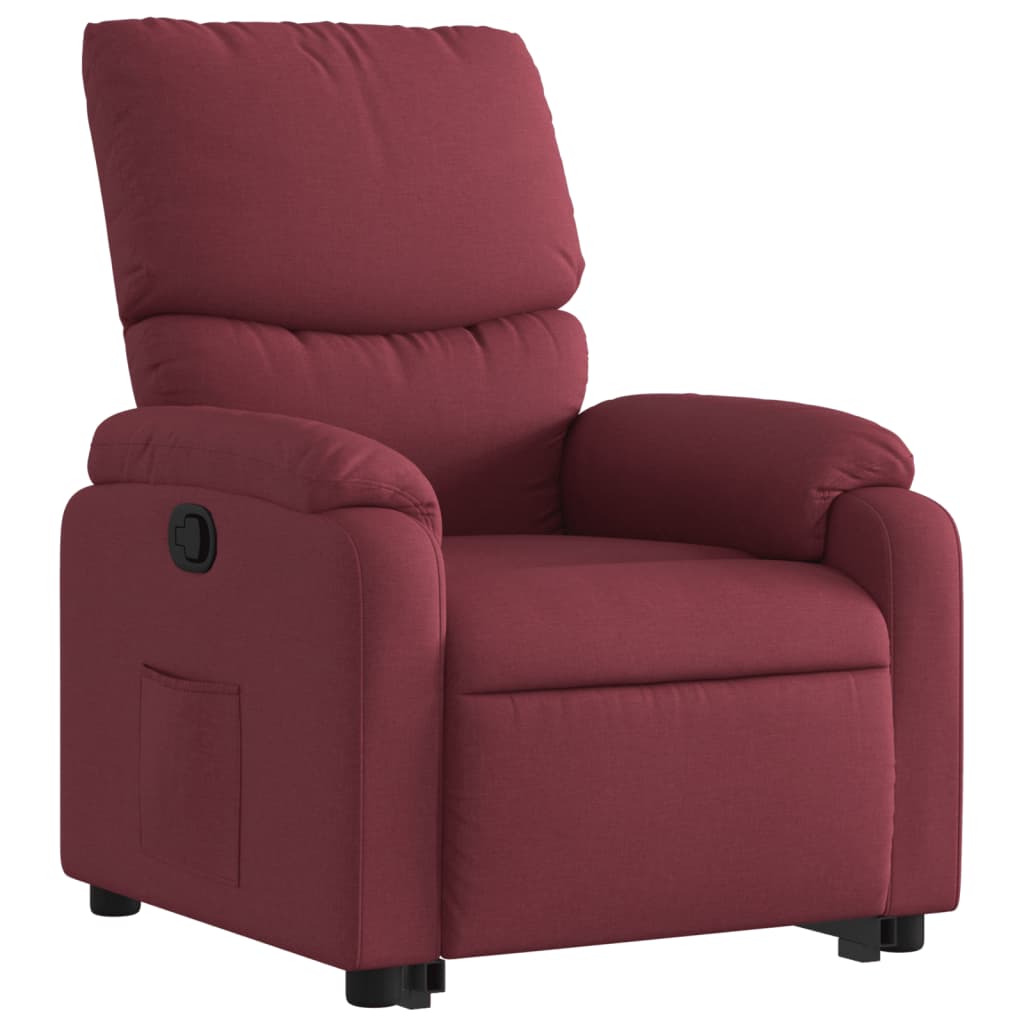 vidaXL Podnoszony fotel rozkładany, winna czerwień, obity tkaniną