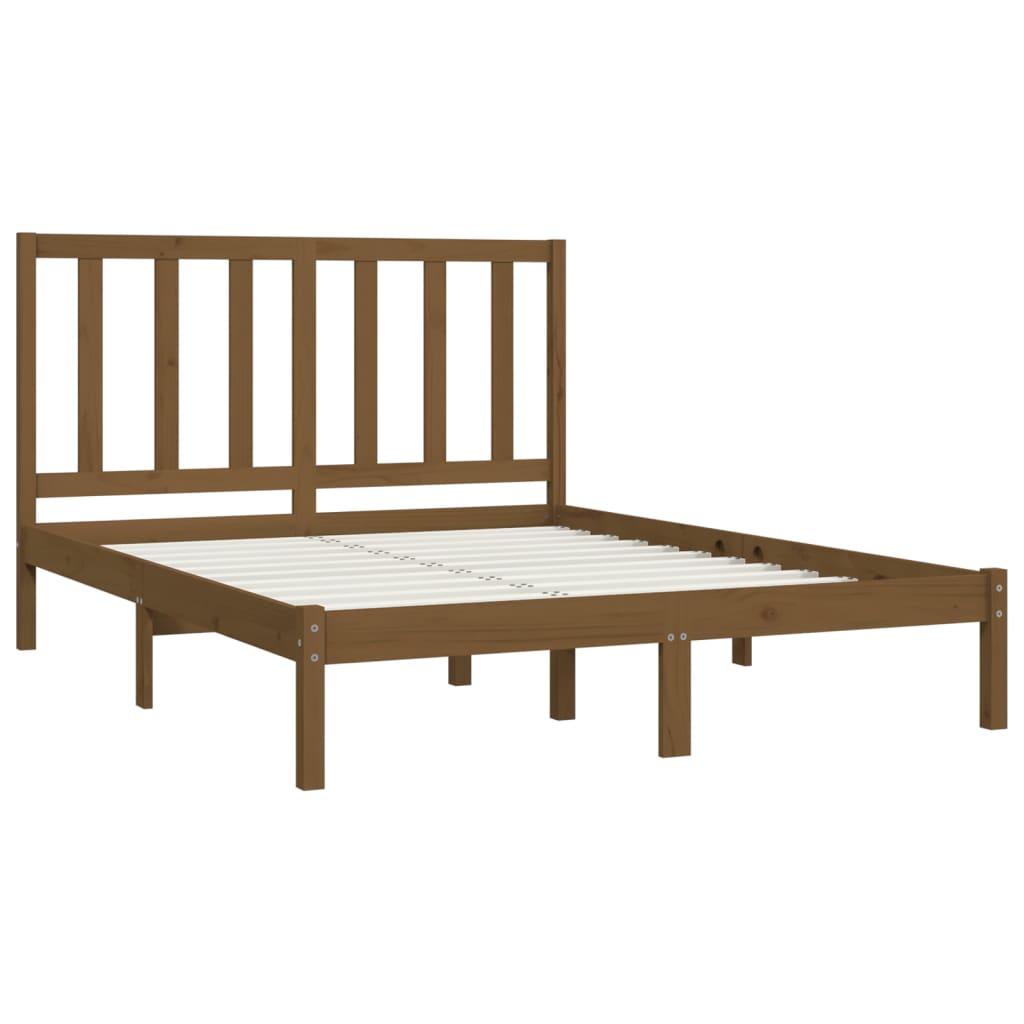 vidaXL Rama łóżka, miodowy brąz, lite drewno, 150x200 cm, King Size