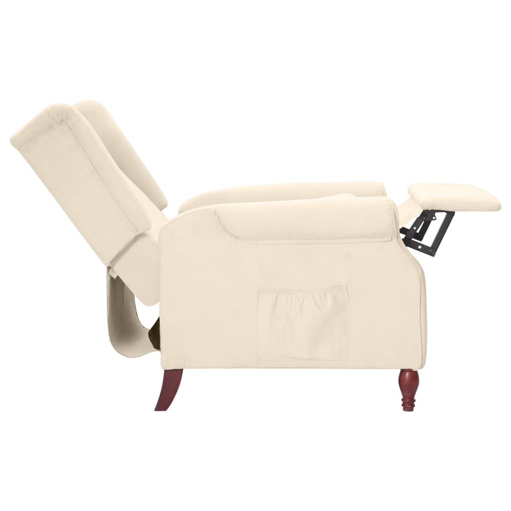 vidaXL Fotel rozkładany, kremowy, tapicerowany tkaniną