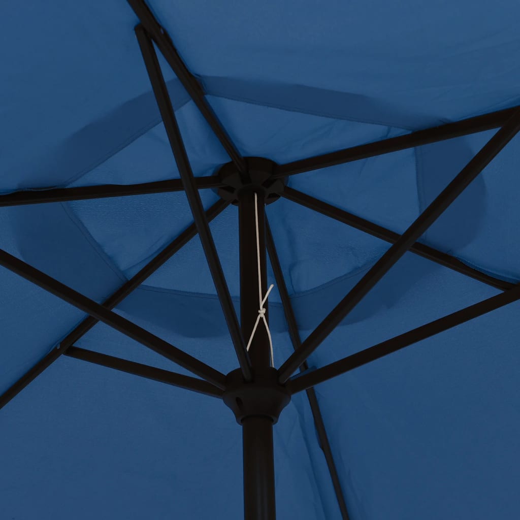 vidaXL Parasol ogrodowy z LED i stalowym słupkiem, 300 cm, lazurowy