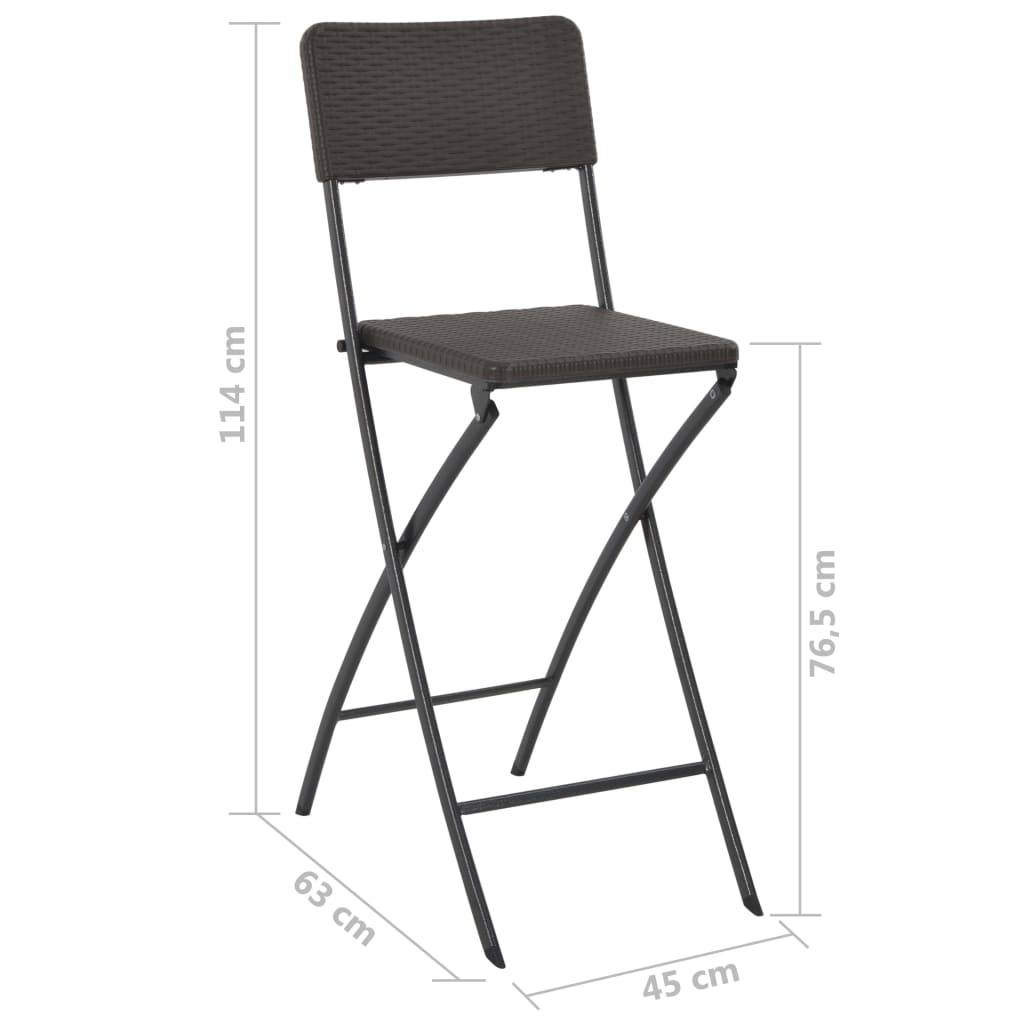 vidaXL Składane krzesła, 2 szt. HDPE i stal, brązowe, rattanowy wygląd