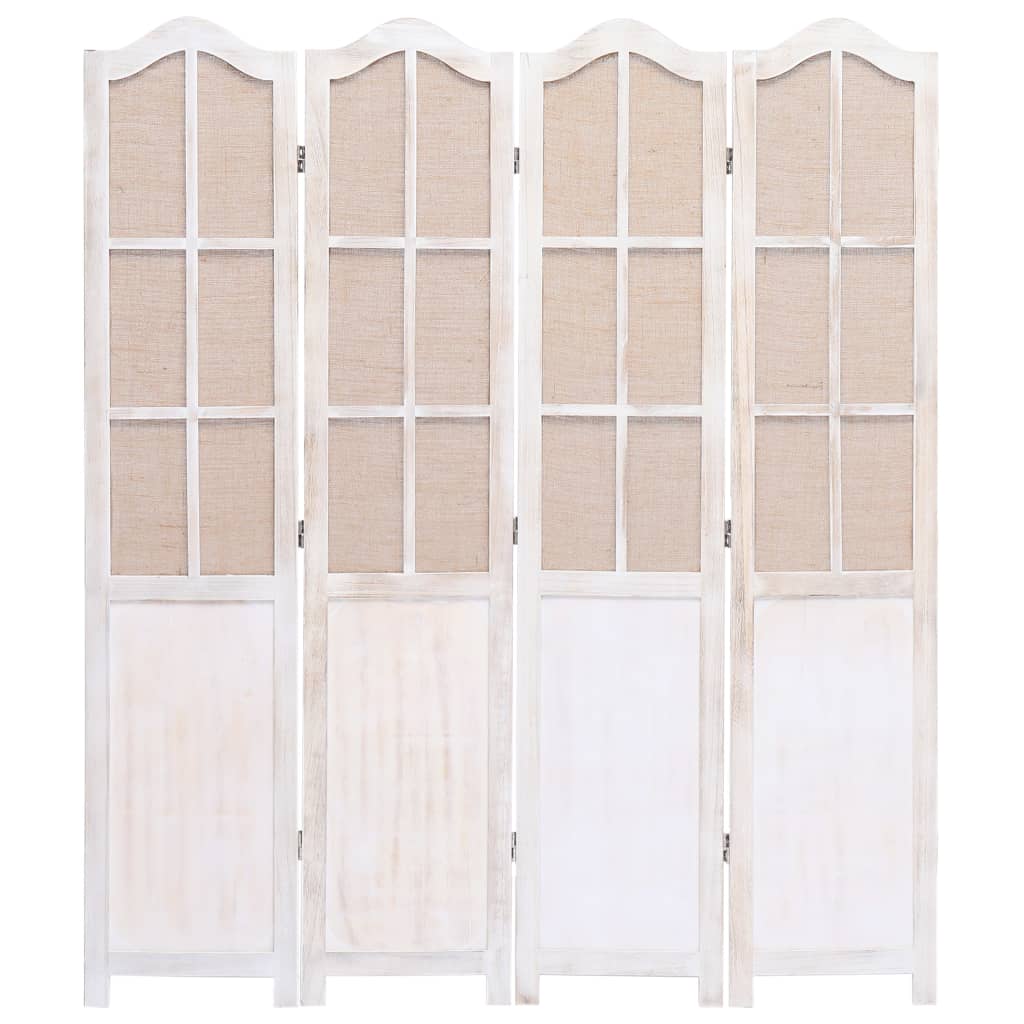 vidaXL Parawan 4-panelowy, biały, 140 x 165 cm, tkanina
