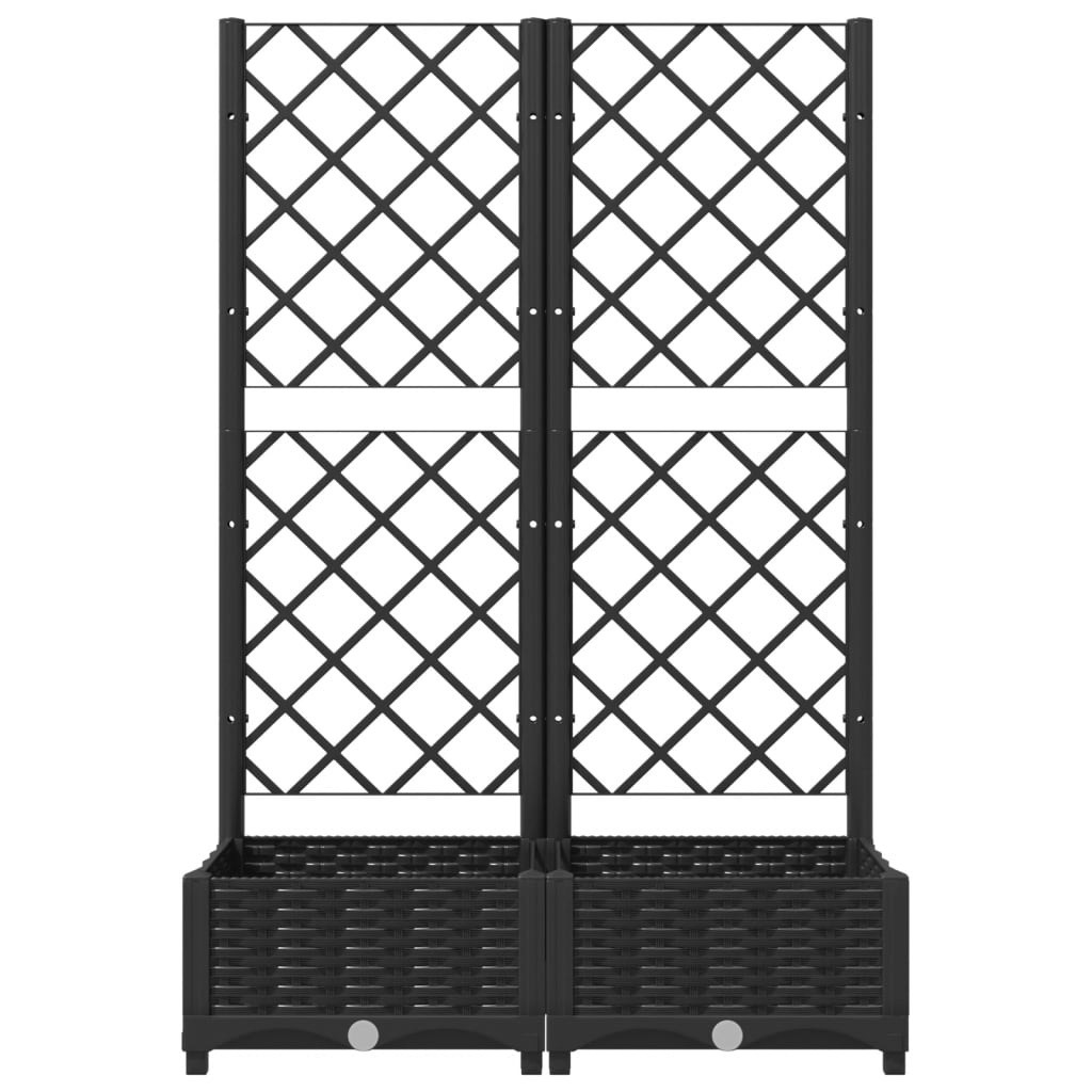 vidaXL Donica ogrodowa z kratką, czarna, 80x40x121,5 cm, PP