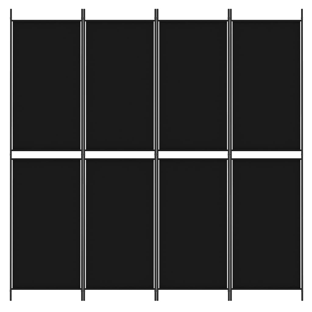 vidaXL Parawan 4-panelowy, czarny, 200x200 cm, tkanina