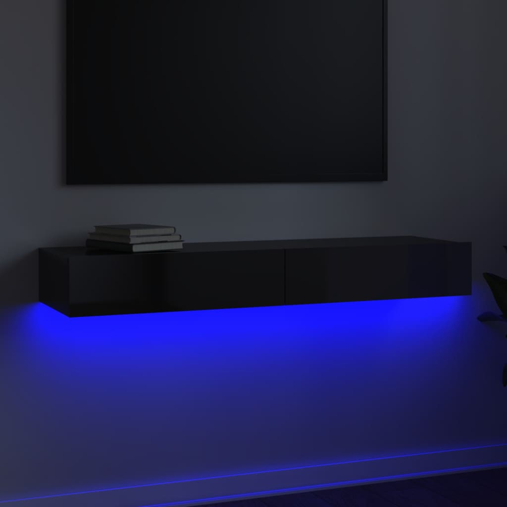 vidaXL Szafka pod TV z LED, szara z połyskiem, 120x35x15,5 cm