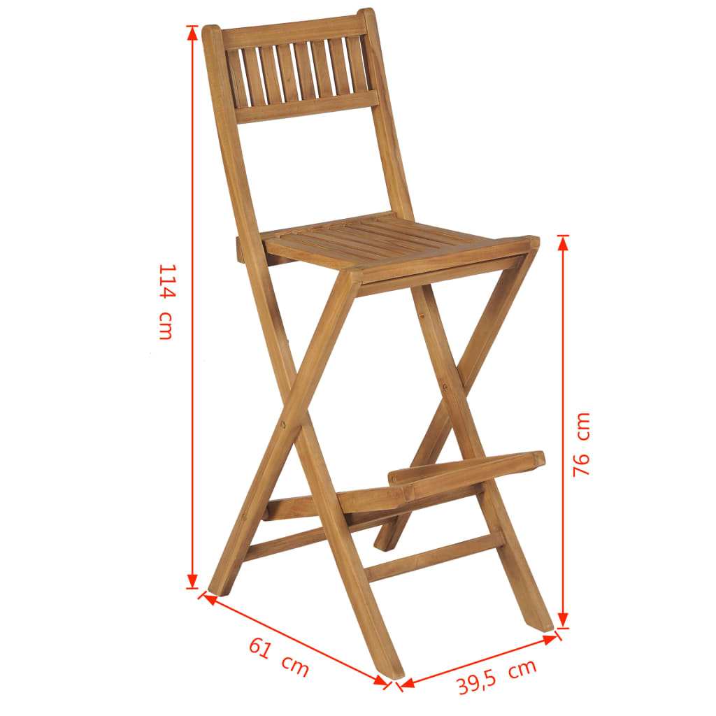vidaXL Składane krzesła barowe, 2 szt., lite drewno tekowe