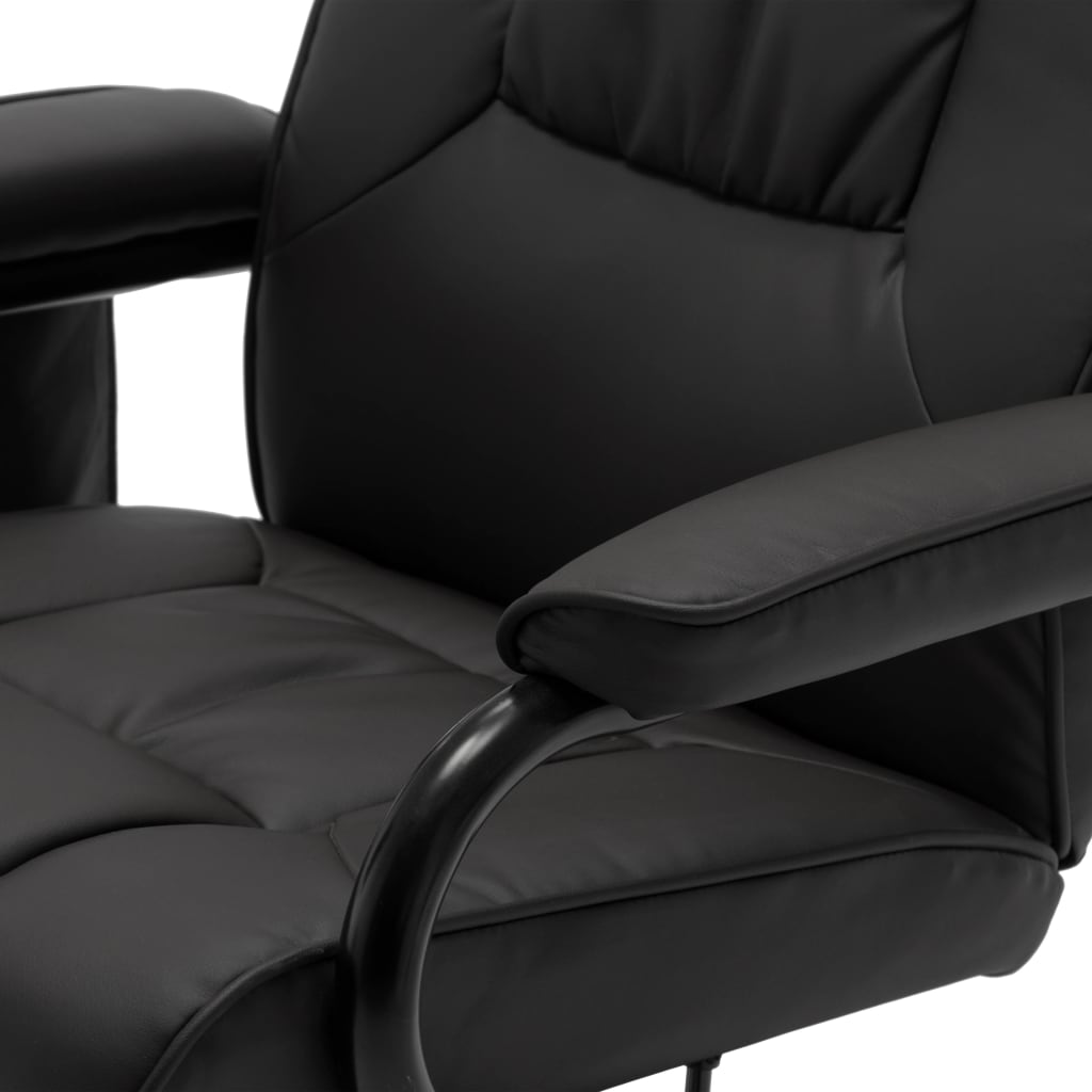 vidaXL Fotel masujący z podnóżkiem, czarny, sztuczna skóra