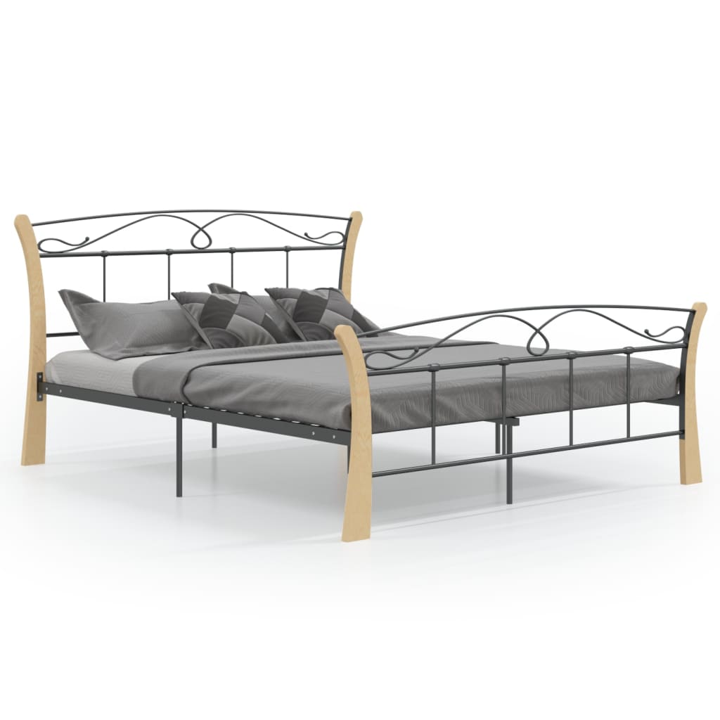 vidaXL Rama łóżka, czarna, metalowa, 140 x 200 cm