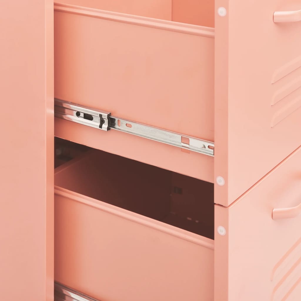 vidaXL Szafka z szufladami, różowa, 80x35x101,5 cm, stalowa