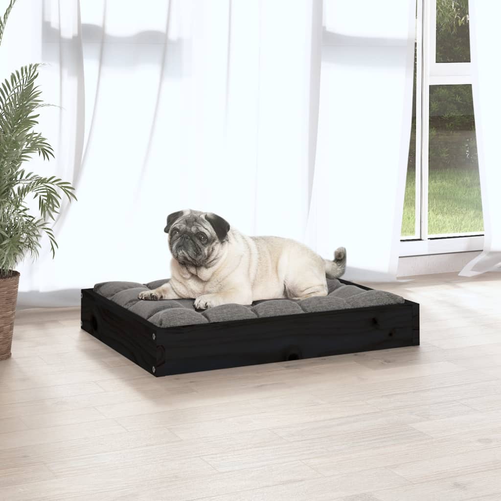 vidaXL Legowisko dla psa, czarne, 61,5x49x9 cm, lite drewno sosnowe