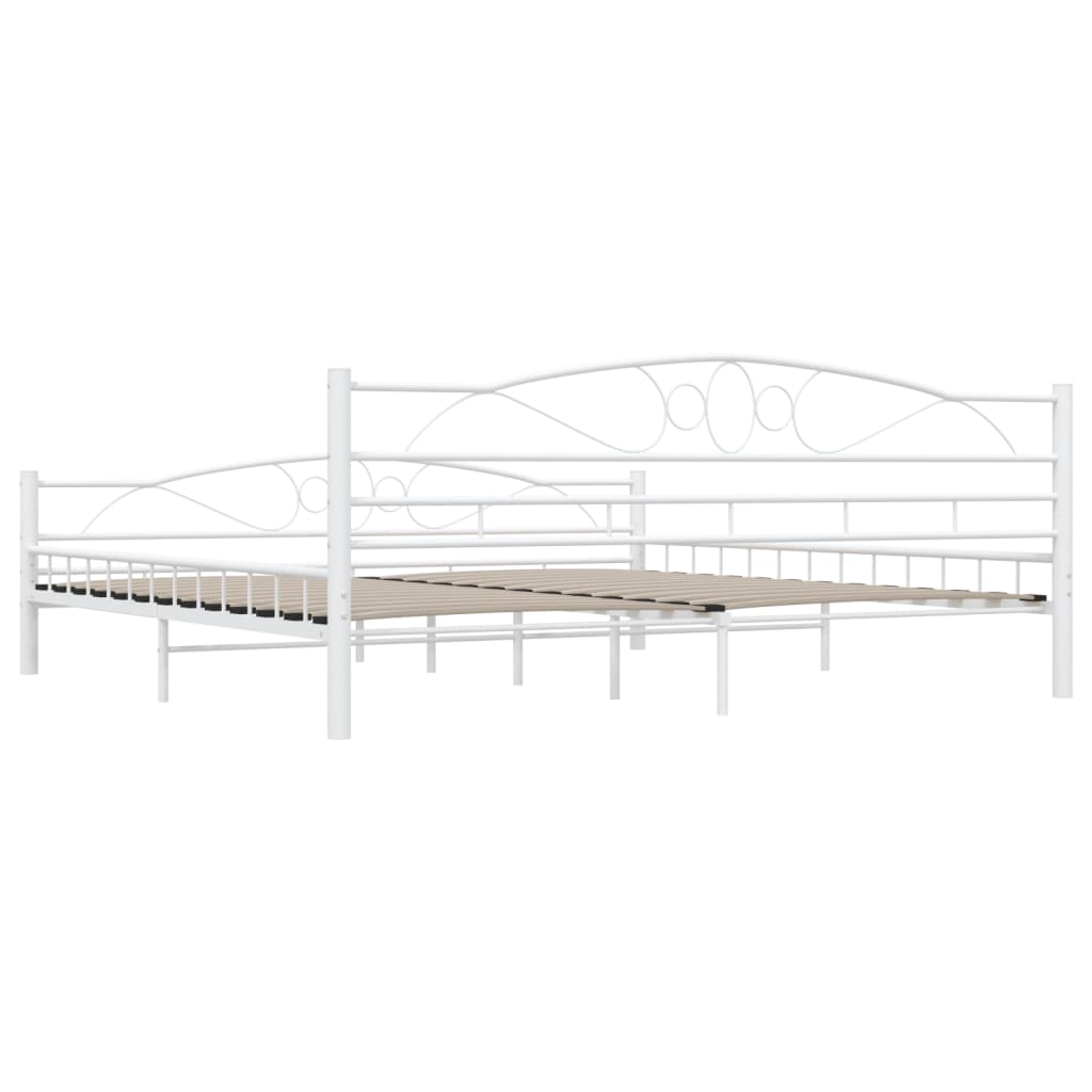 vidaXL Rama łóżka, biała, metalowa, 200 x 200 cm
