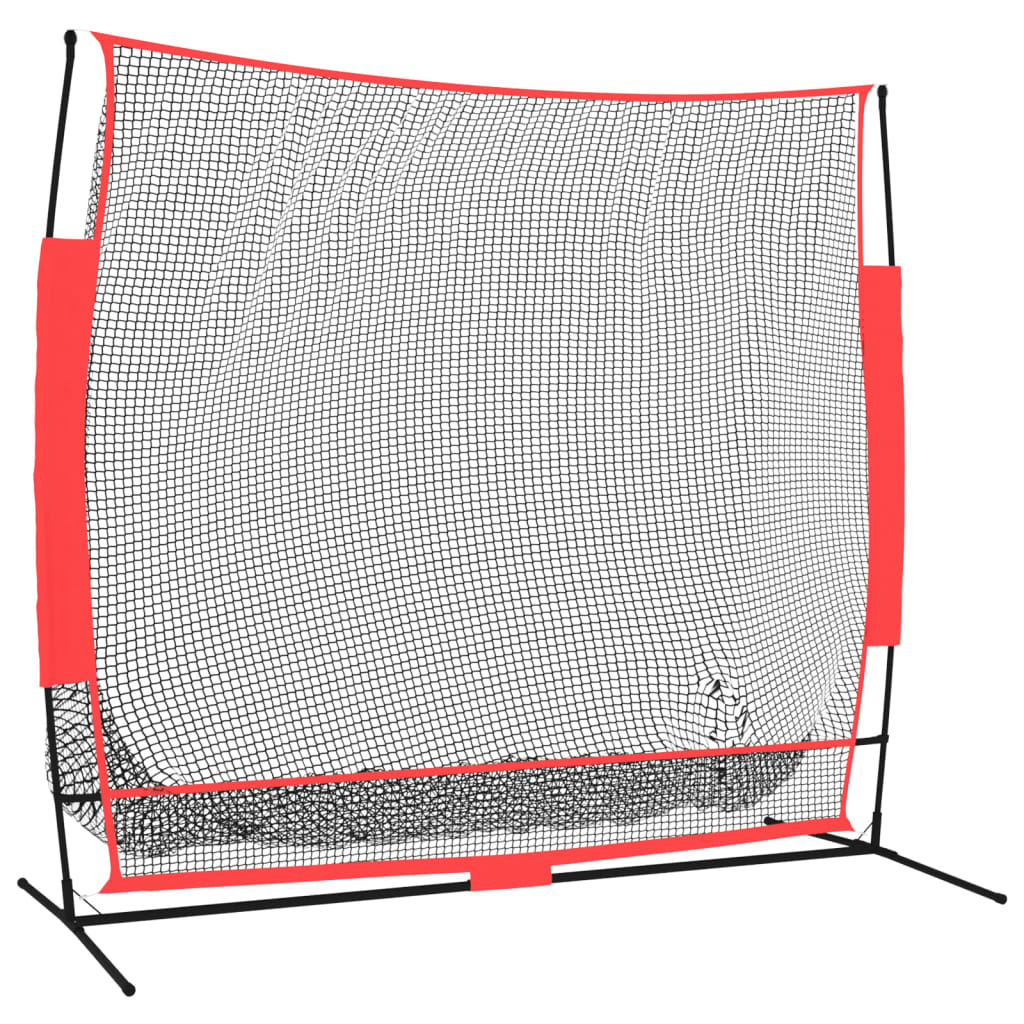 vidaXL Przenośna siatka do baseballa, czarno-czerwona, 215x107x216 cm