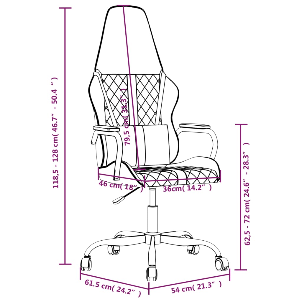 vidaXL Masujący fotel gamingowy, różowo-biały, sztuczna skóra