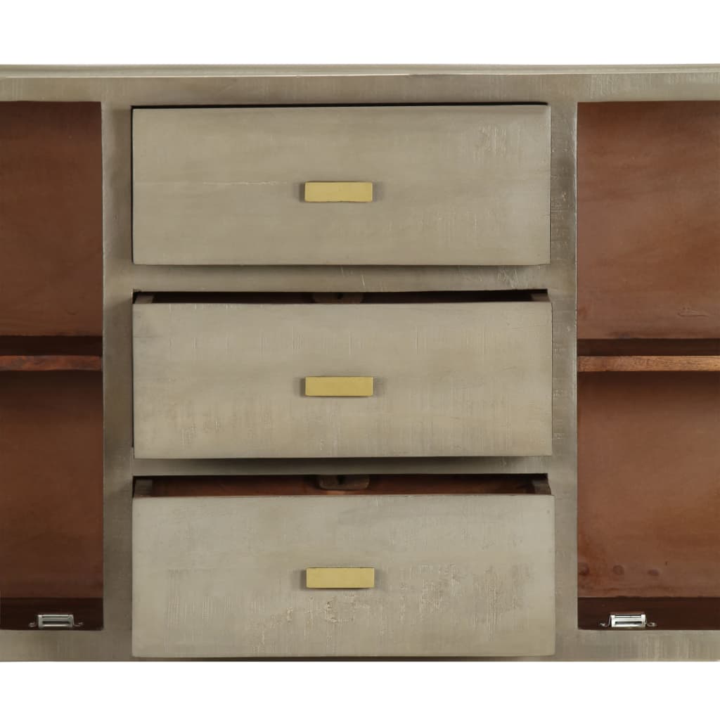 vidaXL Szafka z szufladami, drewno mango, szaro-mosiężna, 140x40x80 cm
