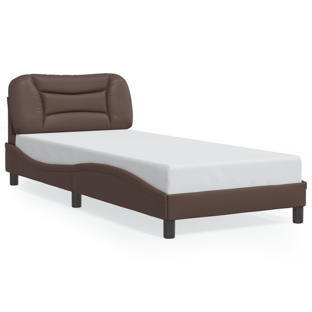 vidaXL Rama łóżka z zagłówkiem, brązowa, 80x200 cm, sztuczna skóra
