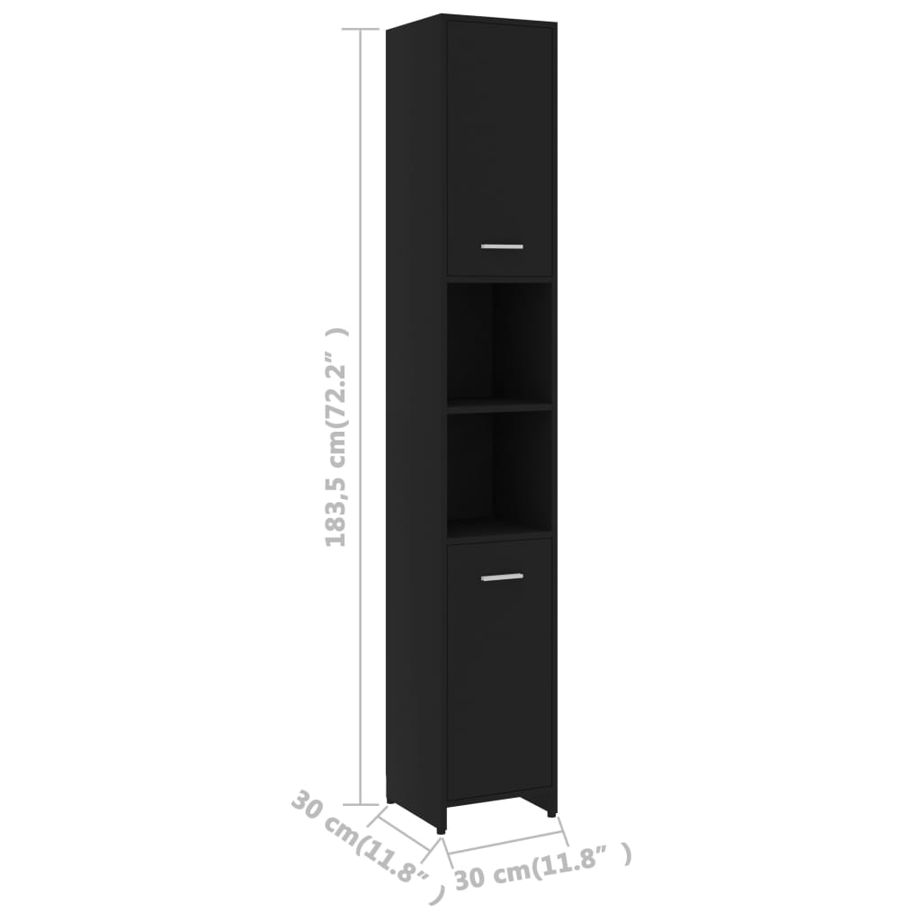 vidaXL 3-częściowy zestaw mebli łazienkowych, czarny, płyta wiórowa