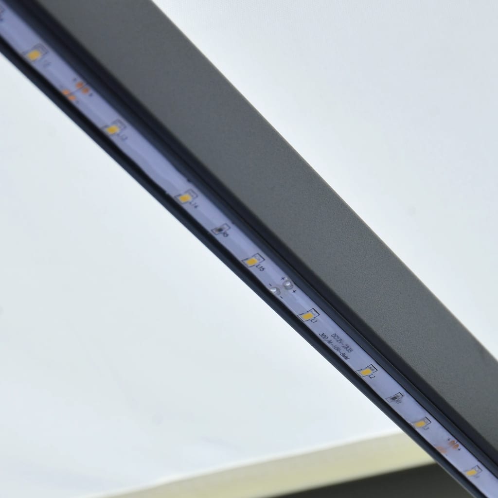 vidaXL Ręcznie zwijana markiza z LED, 400 x 300 cm, kremowa
