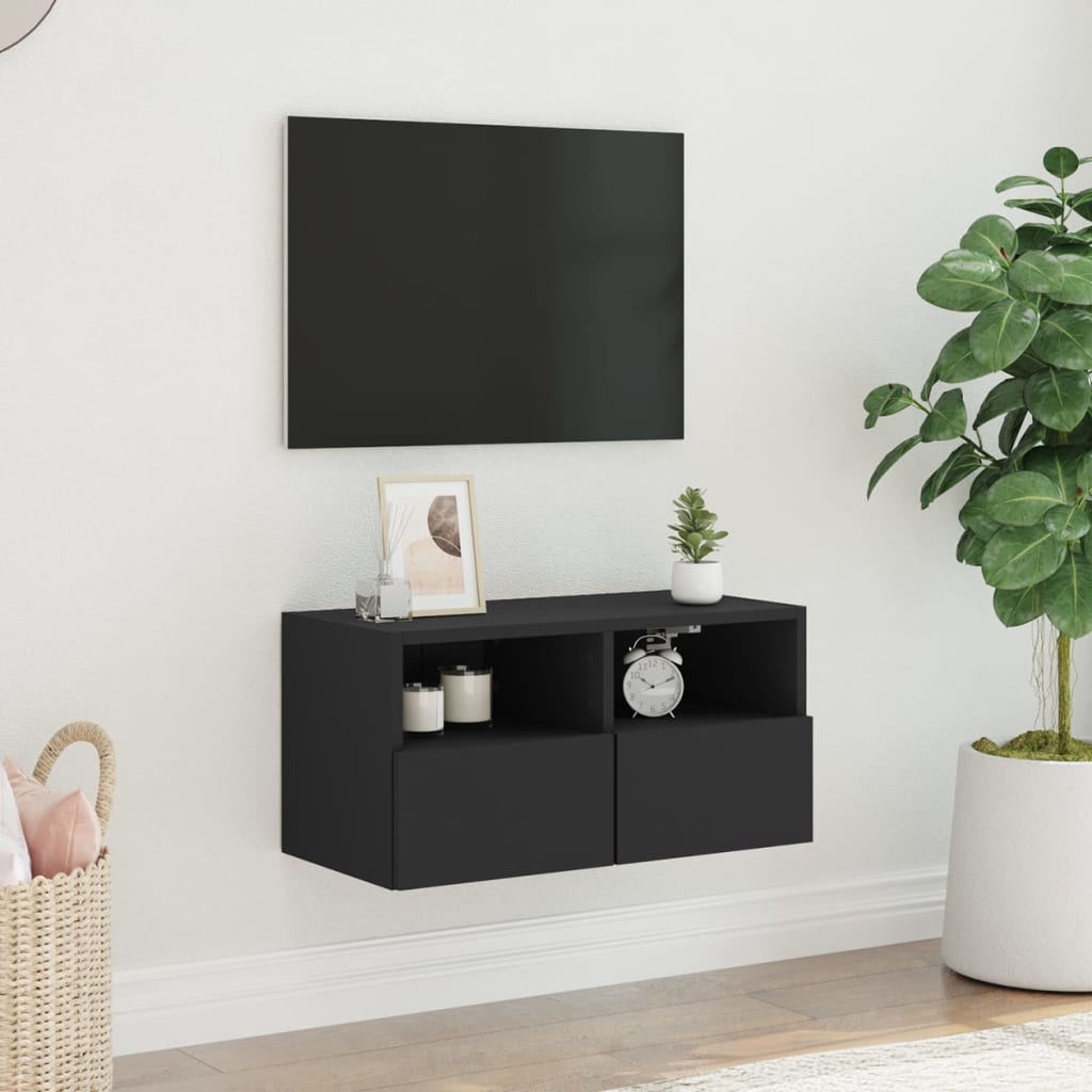 vidaXL Ścienna szafka TV, czarna, 60x30x30 cm, materiał drewnopochodny