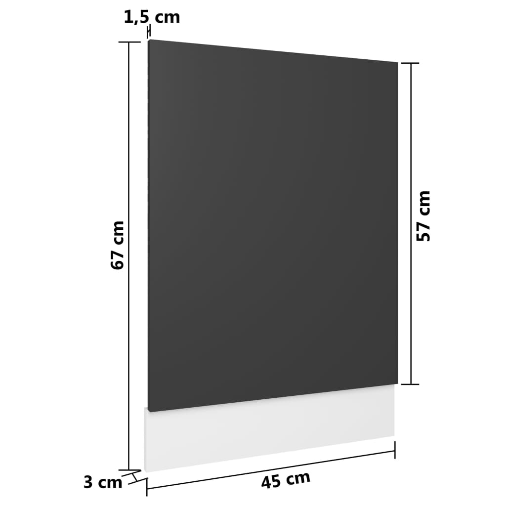 vidaXL Panel do zabudowy zmywarki, szary, 45x3x67 cm, płyta wiórowa